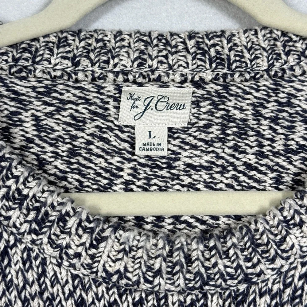 J Crew Sweater Mens Large Marled Cotton Crewneck Pullover Chunky Knit Fisherman